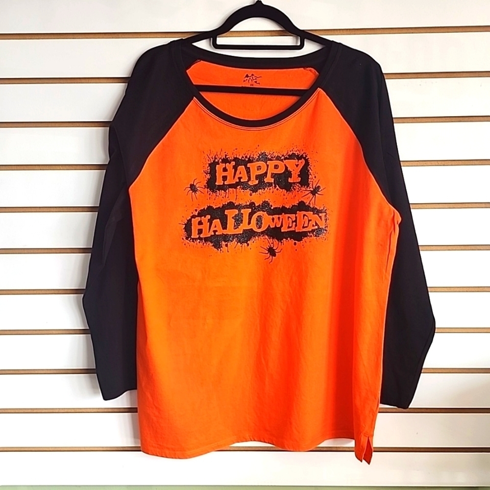 "Happy Halloween" raglan sparkle top 2x
